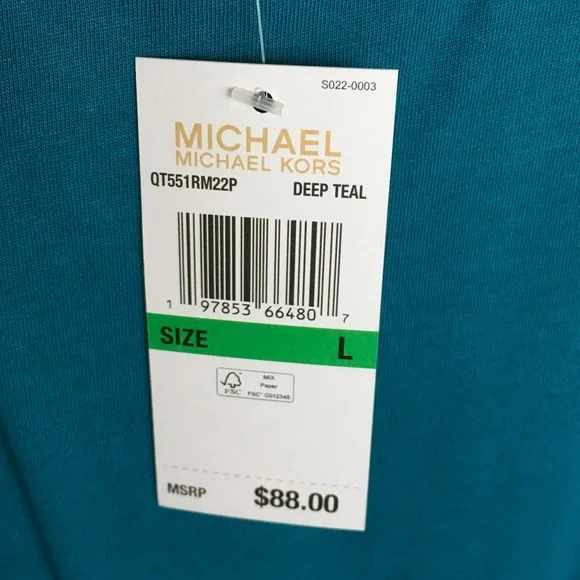 MICHAEL Michael Kors Teal Tank Top with Gold Accents - Picture 3 of 6